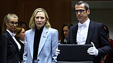 Cate Blanchett na pd Evropského parlamentu.