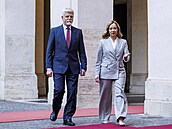 Premiérka Giorgia Meloni vítá prezidenta Petra Pavla