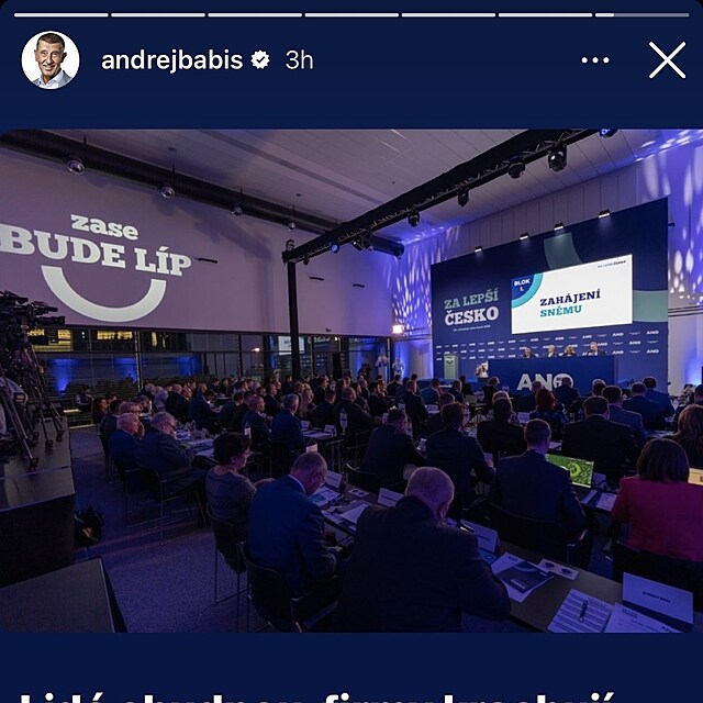 Andrej Babi se znovu stal pedsedou hnut ANO.
