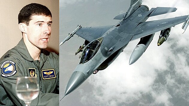 Americký pilot Scott O'Grady p�ezdívaný "Zulu" b�hem tiskové konference.
