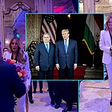 Pekvapen veera: Okamik al "Pretty Woman", kdy Viktor Orbn pedv velkou kytici Melanii pi setkn s Donaldem Trumpem na Florid.