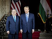 Bývalý prezident Trump a maarský premiér Viktor Orbán se veer v pátek fotili...