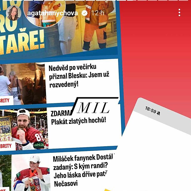 Agta Hanychov se fotila s hokejisty a pustila se do novin.