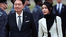 Kim Keon Hee se svým man�elem na mezinárodním summitu, kde znovu p�edvedla svou...