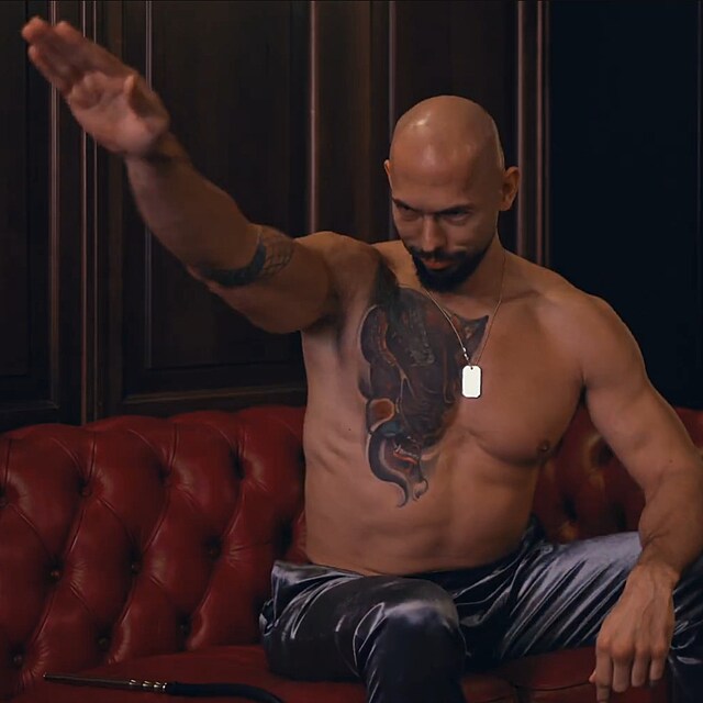 M�li bychom za��t op�t provozovat nacistick� salutov�n�: ��k� Andrew Tate a napodobuje Muskovo zvednut� ruky