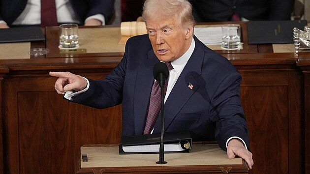 Trump bhem svho projevu.