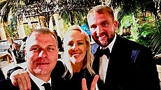 Vlasta Hájek s manelkou Zuzanou Belohorcovou a moderátorem esko-slovenského...