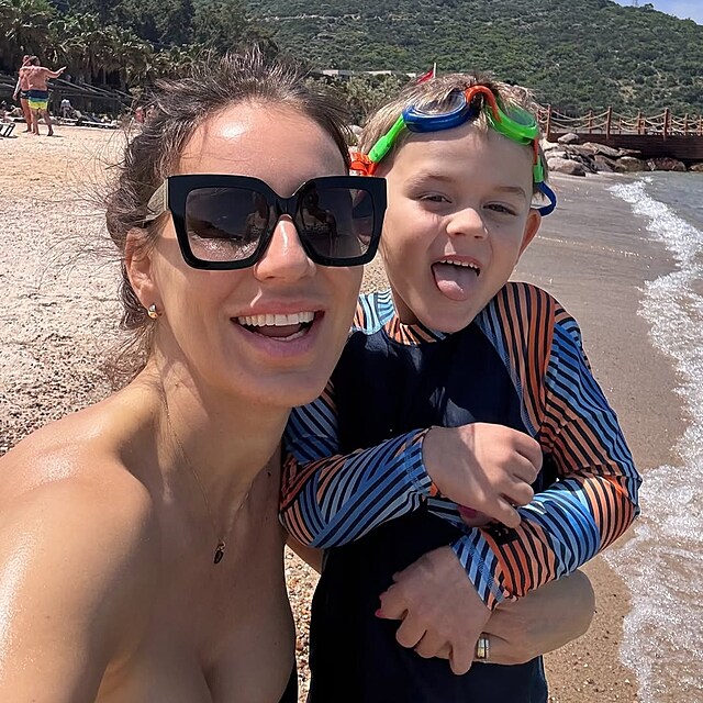 Lucie lgrov na dovolen se synem