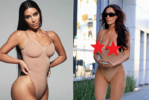 Kanye West navlékl Biancu Censori do stejného outfitu jako Kim Kardashian....
