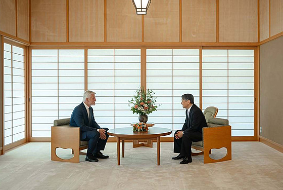 Japonský císa Naruhito pivítal prezidenta Petra Pavla.