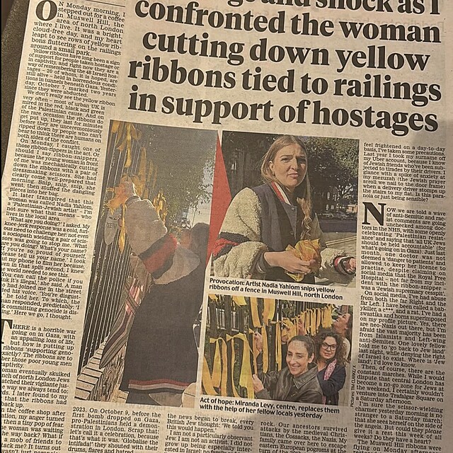 ena sthala lut stuky na podporu izraelskch rukojm.