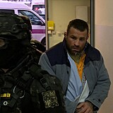 Do budovy m��� v doprovodu p��slu�n�k� v�ze�sk� slu�by.