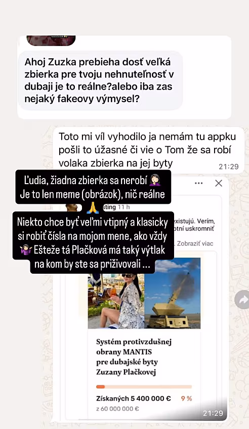 �ada lid� se nachytala na bizarn� sb�rku na obranu dubajsk�ch byt� Zuzany...