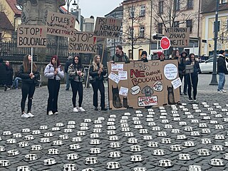 Demonstrace proti ps�mu �tulku Bouchalka