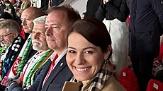Jana Dole�elová s Davidem Trundou na zápase �esko - Irsko.