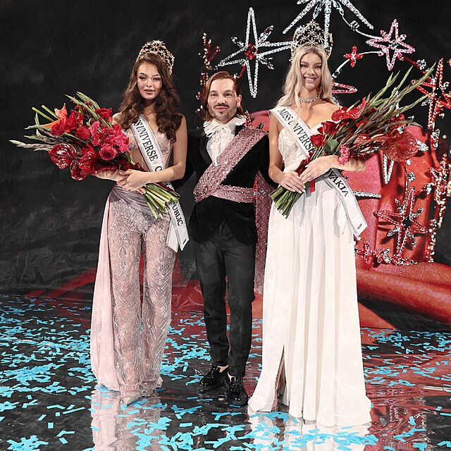 �esk� v�t�zka Sophia Mosako a slovensk� dr�itelka titulu Anna Li�kov� spole�n� reprezentuj� kr�su, eleganci a rozmanitost Miss Universe �esko & Slovensko 2026 a zakladatel Sam Dolce