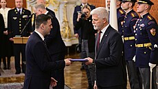 Petr Pavel p�i jmenování Petra Macinky do role ministra zahrani�í