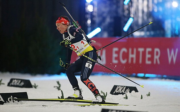 Laura Dahlmeier a momentka z jednoho z jej�ch z�vod�