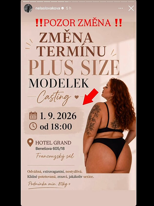 Nela Slov�kov� hled� plus size modelky