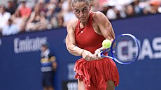 Marta Kostyuk nebyla pro Lindu v�bec lehký soupe�, její silné pa�e daly mí�k�m...