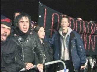 Demonstranti ped Ladronkou