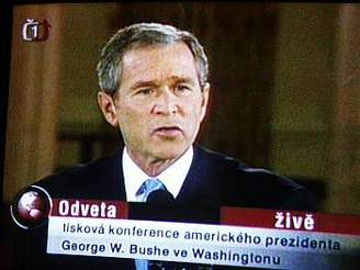 George Bush pi projevu o prbhu války proti teroru