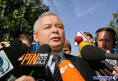 Lídr strany konzervativní strana Právo a spravedlnost Jaroslaw Kaczynsky.
