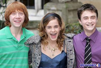Hrdinové filmu Harry Potter a Ohnivý pohár - Rupert Grint, Emma Watson a Daniel...