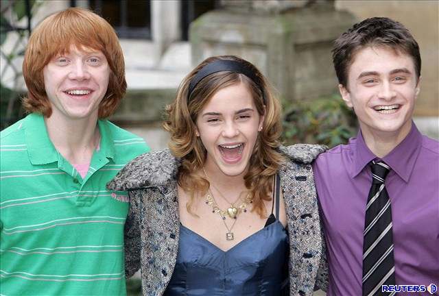 Hrdinové filmu Harry Potter a Ohnivý pohár - Rupert Grint, Emma Watson a Daniel...