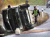 Havárie na nájezdu na dálnici u Ejpovic