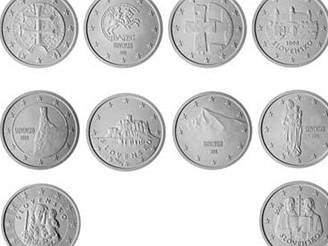 Návrh slovenských euromincí. Poadí odpovídá íslm návrh uvedeným v tabulce v lánku.