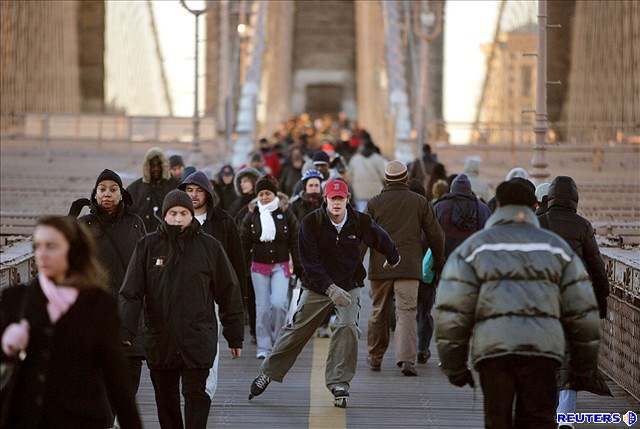 Stávka v newyorské doprav - Brooklyn Bridge