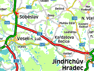 Mapa nehody v Sobslavi