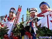 Medailistky ze skiatlonu: Neumannová,Šmigunová, Medveděvová