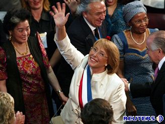 Michelle Bacheletová zdraví chilský kongres po prezidentské písaze