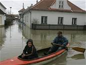 Zatopená ulice v Sobslavi