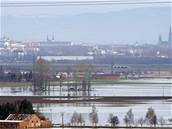 Morava, která se rozvodnila v Olomouci, má podle vodohospodá ustupovat.