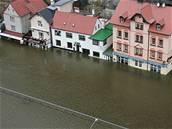 Zaplavená obec Hensko, 3.4. 2006