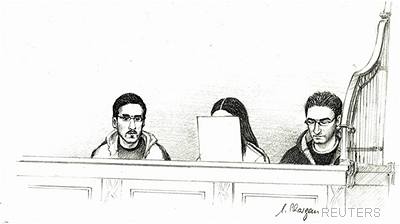 Trojice tureckých bratr u berlínského soudu - Ayhan, Mutlu a Alpaslan (zleva...