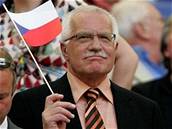 Václav Klaus na utkání eská republika : USA