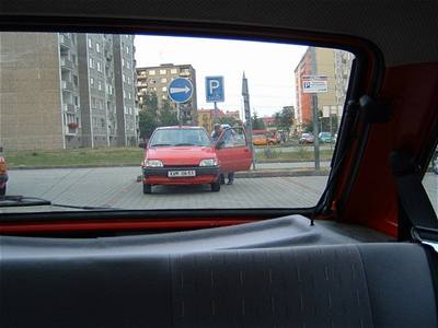 Policista v uniform si na poloprázdném parkoviti vybral místo pímo pod znakou parkování pro invalidy.