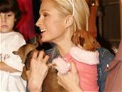 Paris Hiltonová se svými miláky - medvídkem Kynkau a ivavou (v rovém obleku)