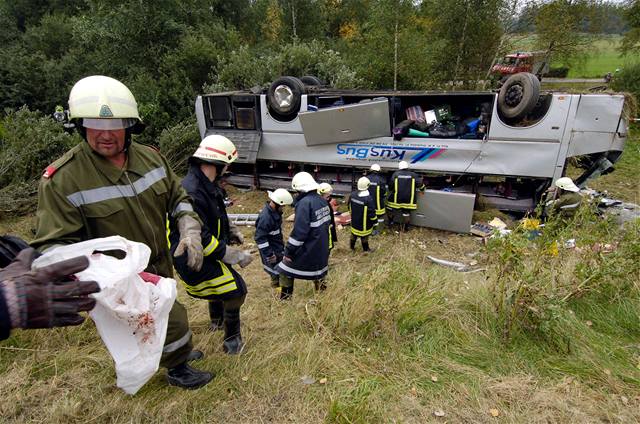 Havarovaný autobus