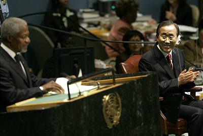 Nový éf OSN Pan Ki-mun reaguje na poznámku Kofi Annana