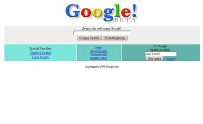 Takto vypadal Google v roce 1998. Nyní nabízí samostatný svt na internetu