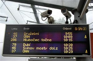 Pro informovn cestujcch autobusovch linek, kter dopravn obsluhuj ndra v Ostrav Svinov, slou informan tabule Elektroas. Kamery jsou napojeny na Mstskou policii