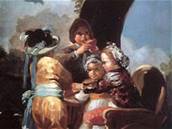 Francisco de Goya - Dti s koárkem - panlsky Nios del carretón, olej na...