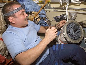 Ruský kosmonaut Michail urin na Mezinárodní kosmické stanici 