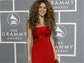 Ceny Grammy - zpvaka Shakira v modelu od Caroliny Herrerové