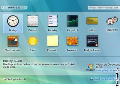 Miniaplikace ve Windows Vista